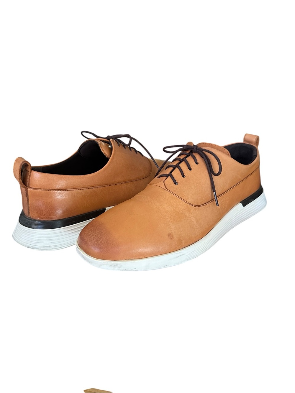 WOLF & SHEPHERD Men’s 9 M Tan Leather Oxford Derby Dress Sneakers Hybrid Shoe
